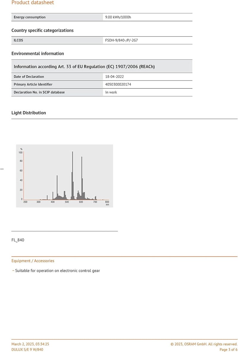 Osram Dulux S/E 9W Fluorescent Lamp - Image 3