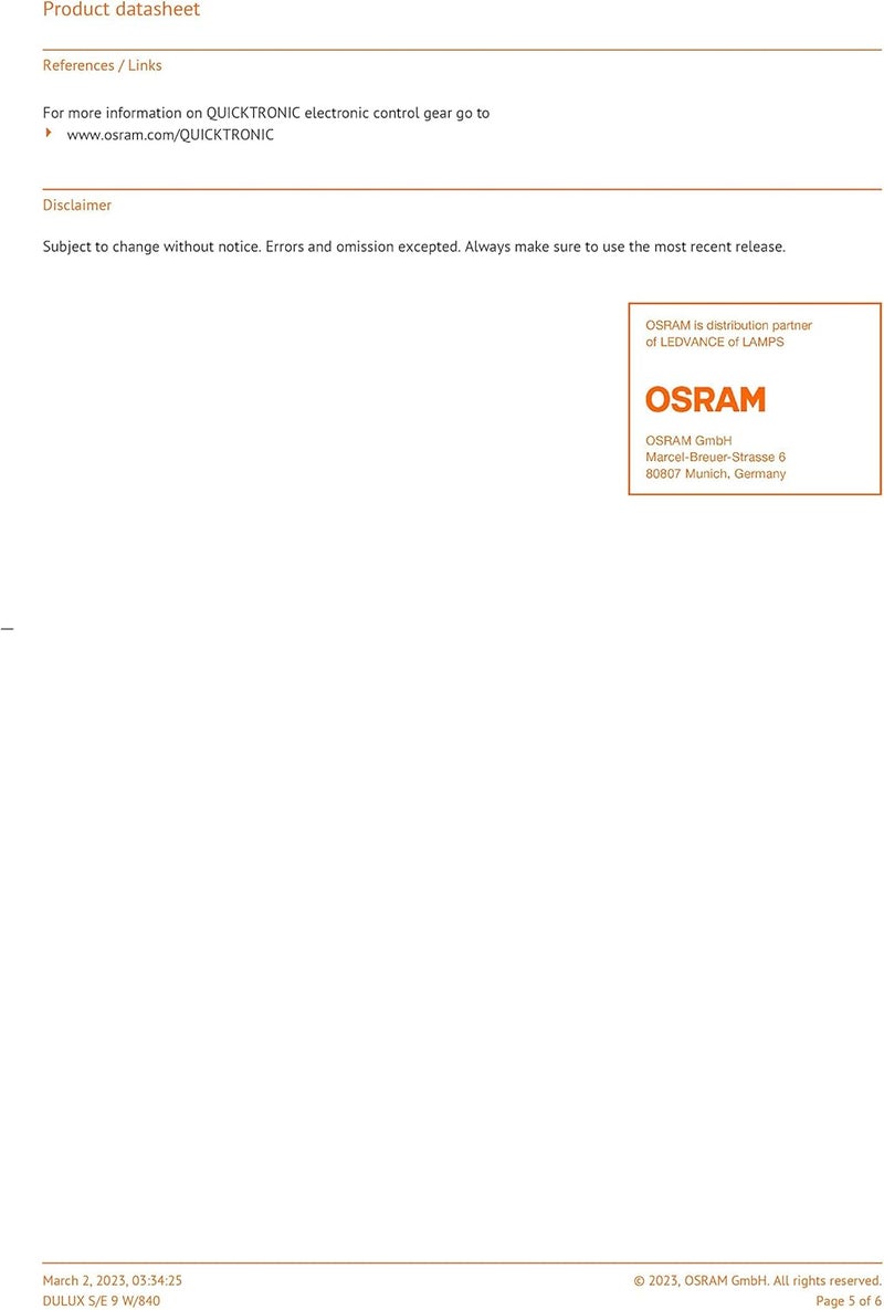 Osram Dulux S/E 9W Fluorescent Lamp - Image 5