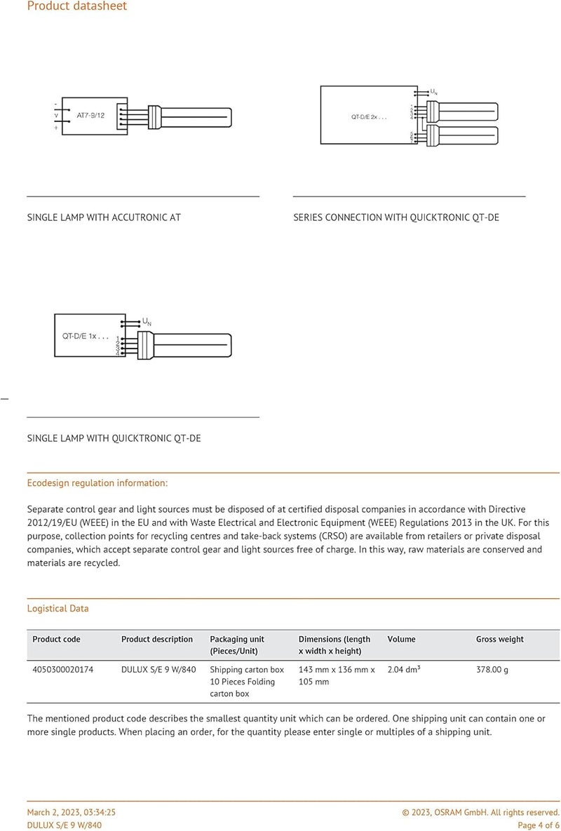 Osram Dulux S/E 9W Fluorescent Lamp - Image 4