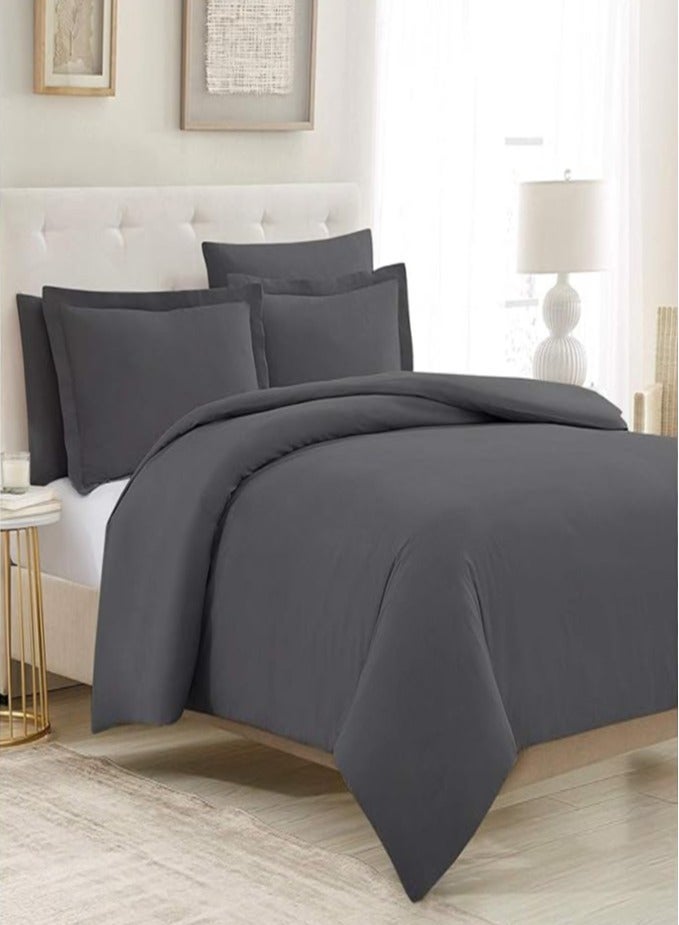 CONTEXT Twin Size Dark Gray Soft Wrinkle Free Microfiber Bedding 1 Pcs Duvet Cover 175X228 cm with 1 Pcs Pillow Sham Cover 50X66 cm