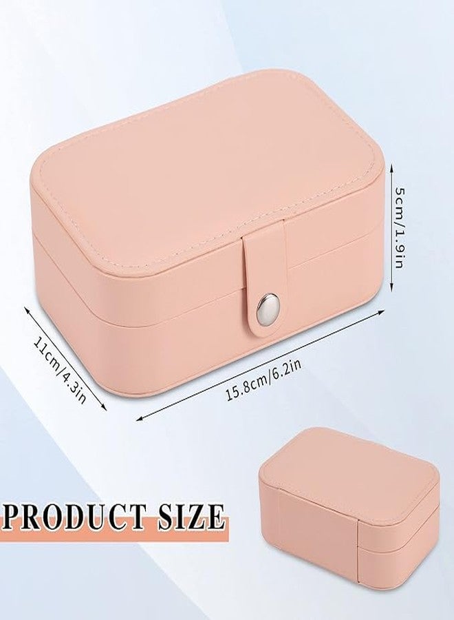 IMUU Leather Mini Jewelry Travel Case, Small Travel Jewelry Organizer, Safety Lock Jewelry Portable Jewelry Box Travel Mini Storage Organizer Display Storage Box For Rings Earrings (Baby Pink) - Image 2