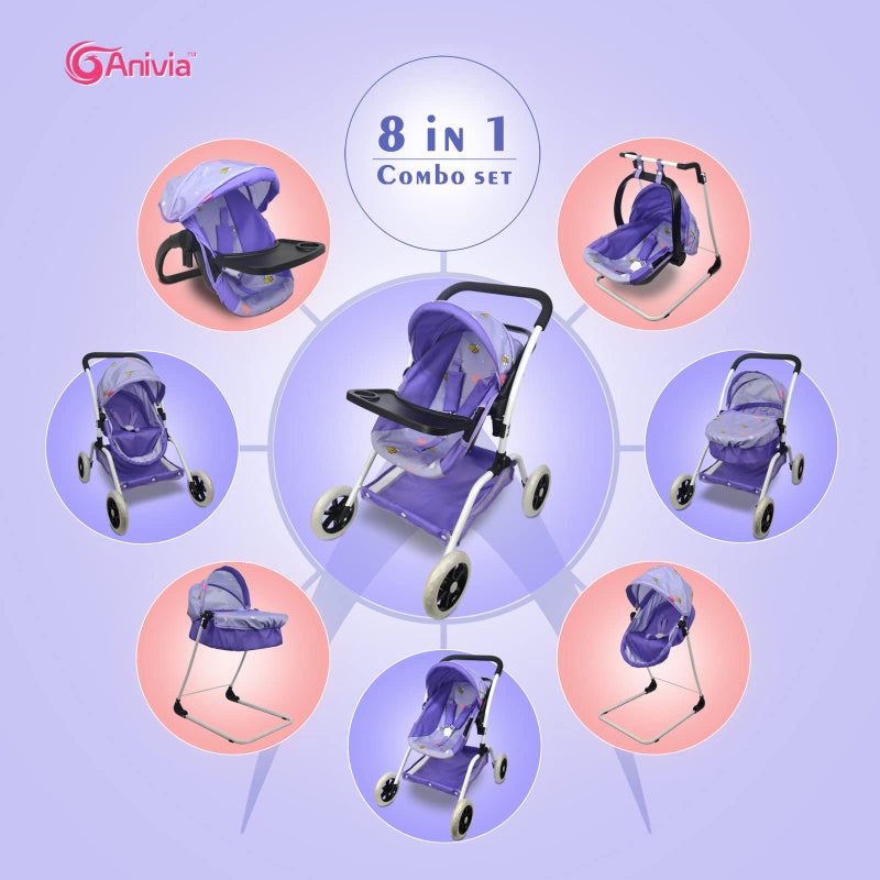 Anivia Doll Bed Furniture 2 Function Toy, Doll Bed and Doll Swings Together for 18 inches Baby Dolls, Baby Doll Crib with Bottom Tray - Image 2