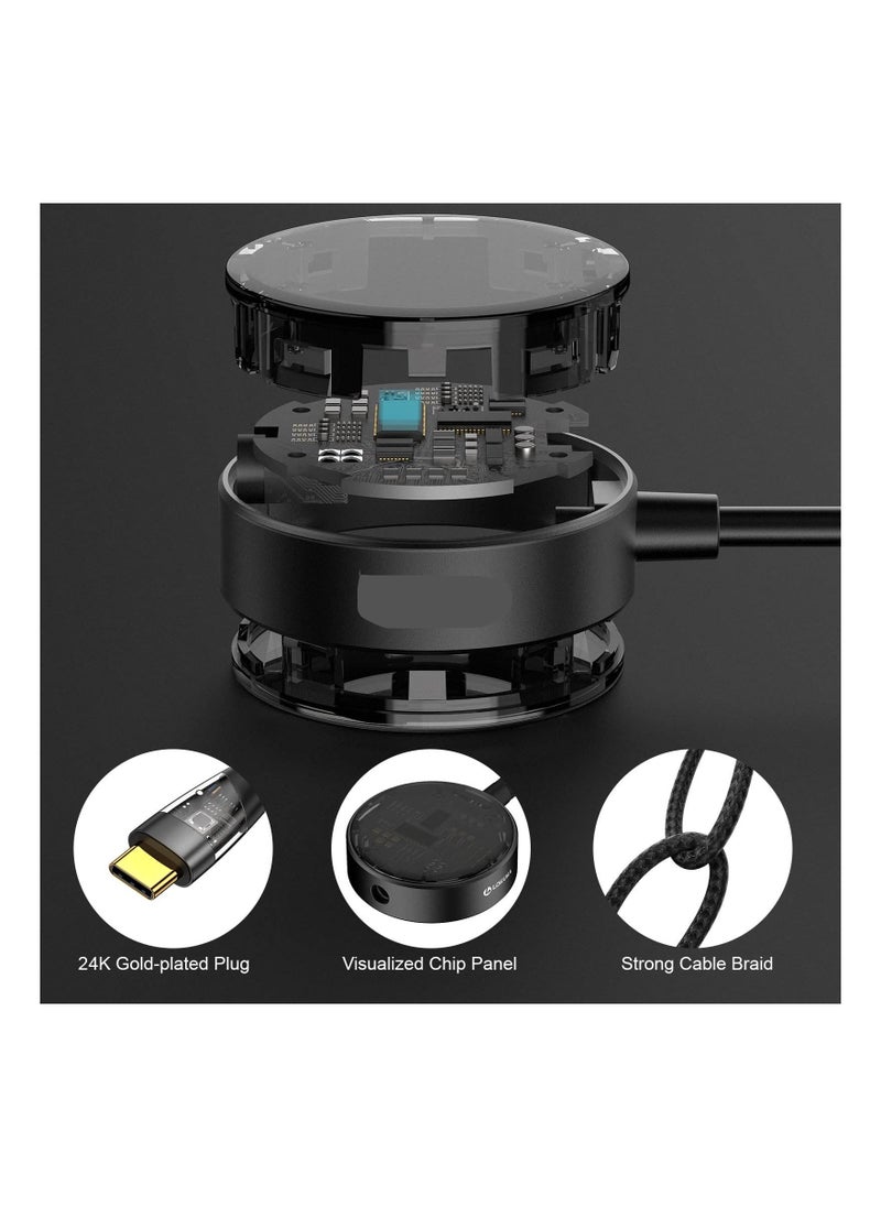 USB C to 3.5mm Headphone and Charger Adapter, 2-in-1 Hub USB Type C to TRRS 3.5mm AUX/Mic and PD 3.0 60W Fast Charging Splitter, Top Series Visualized Hi-Res DAC Chip Docking Station(Black)(1Pack)  - Image 4
