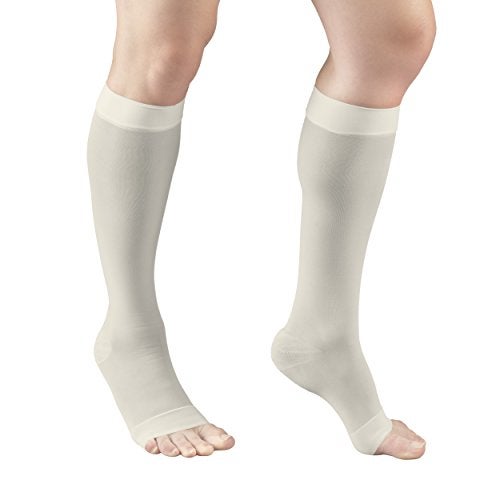 Truform Sheer Compression Stockings, 15-20 mmHg, Women's Knee High Length, Open Toe, 20 Denier, Ivory, Medium - Image 2