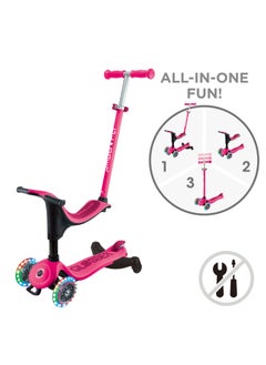 GLOBBER Globber Go Up Sporty Lights 360 Degree 3-wheel Kick Scooter in Fuschia  - Image 3