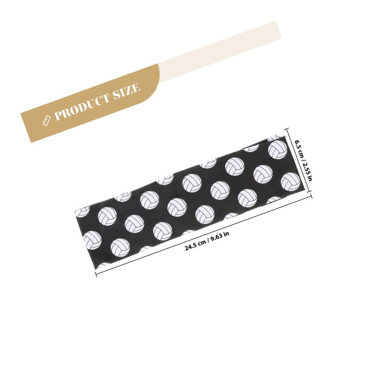 Volleyball Print Elastic Sports Headbands Sweat Absorbent Breathable Black and White Set - Image 3