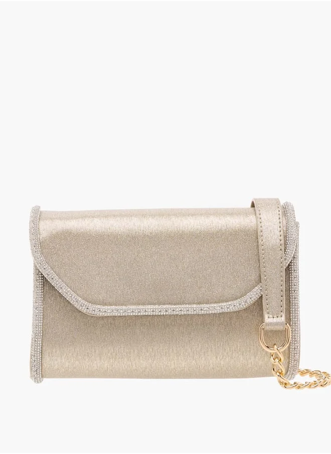 فلورا بيلا من شو إكسبرس Women Embellished Crossbody Bag with Detachable Chain Strap and Flap Closure