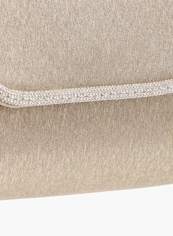 Flora Bella By Shoexpress Women Embellished Crossbody Bag with Detachable Chain Strap and Flap Closure