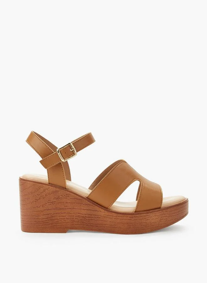 Surestep TAN Women Light Weight Ankle Strap Wedge Heel Sandals for Women | Best Price UAE