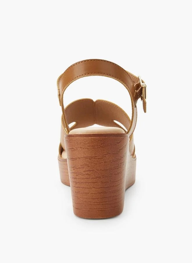 Surestep TAN Women Light Weight Ankle Strap Wedge Heel Sandals for Women | Best Price UAE