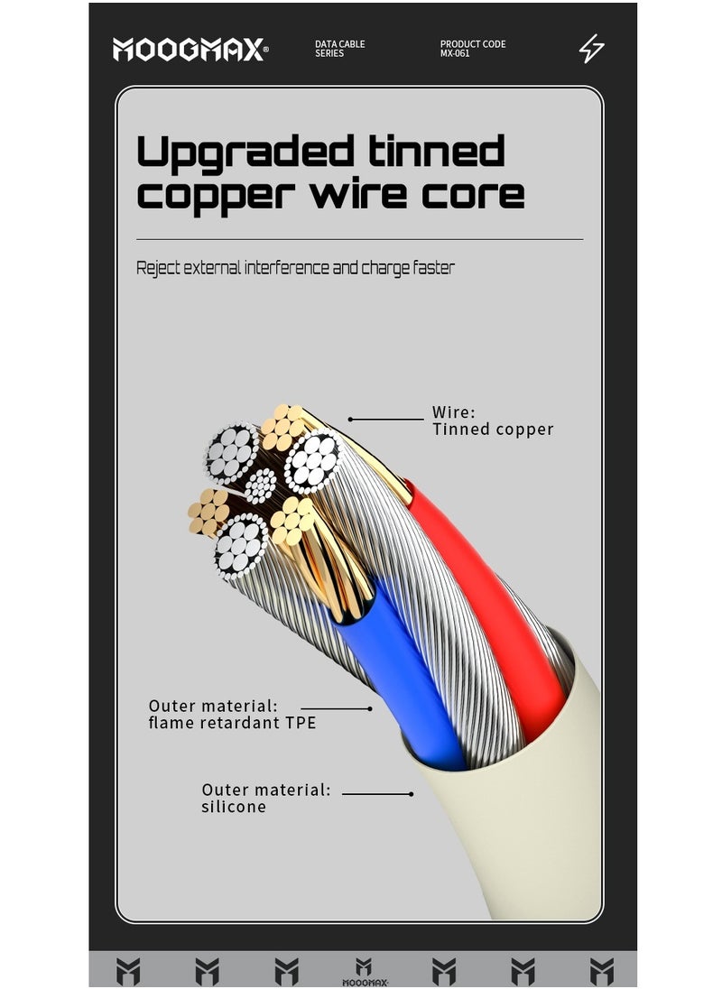 MOOGMAX - Type-C to Type-C Cable made of soft and strong silicon and digital display of charging watt Supports fast charging PD until 60W, 1M length, Compatible with Iphone 15 series, Samsung  and Huawei phones - Image 1