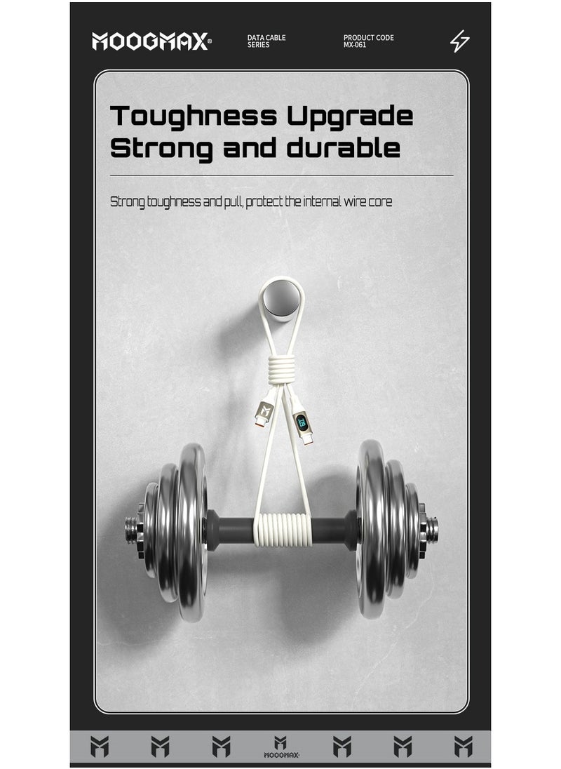 MOOGMAX - Type-C to Type-C Cable made of soft and strong silicon and digital display of charging watt Supports fast charging PD until 60W, 1M length, Compatible with Iphone 15 series, Samsung  and Huawei phones - Image 1