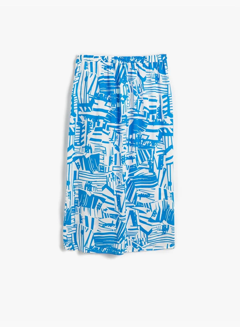 KOTON Geometric Patterned Asymmetric Midi Pareo Skirt