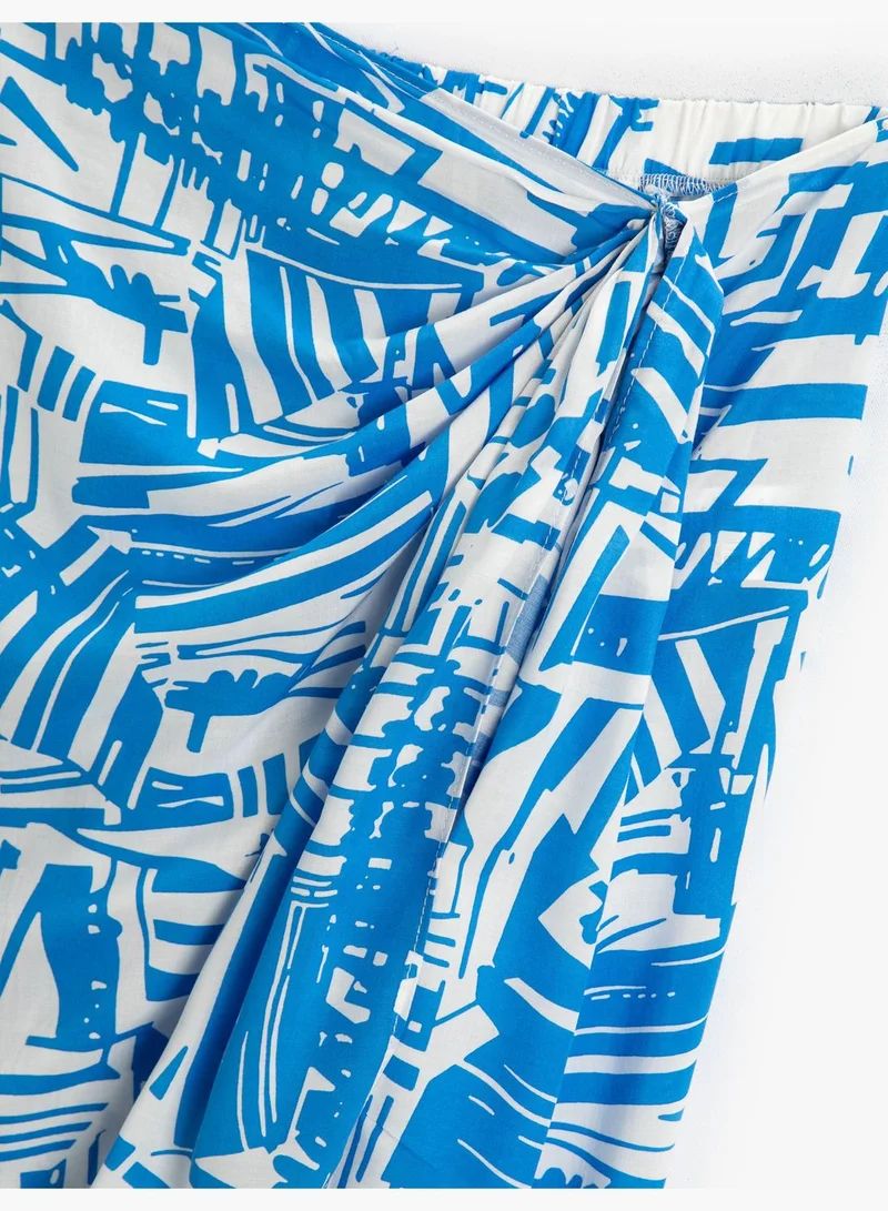KOTON Geometric Patterned Asymmetric Midi Pareo Skirt