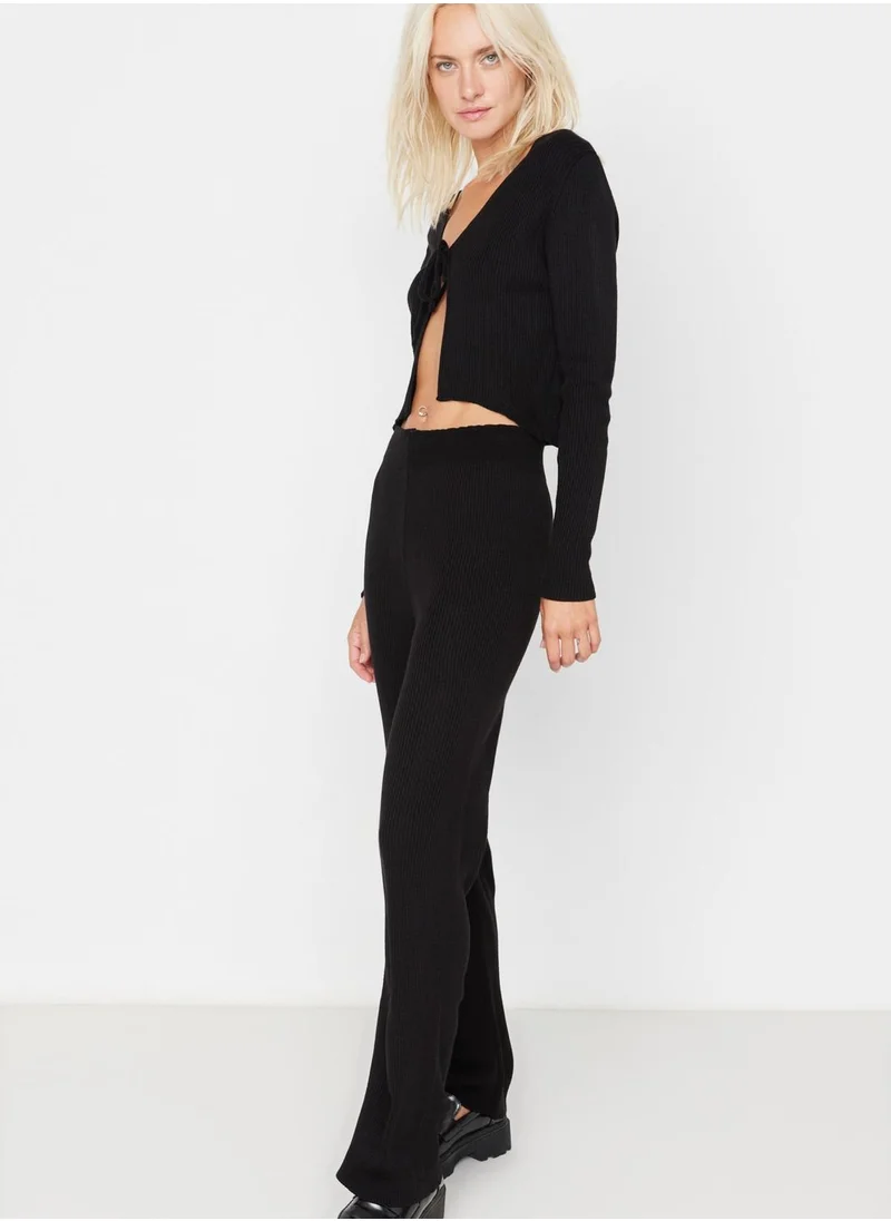 trendyol Tie Detail Crop Top & Pants Set