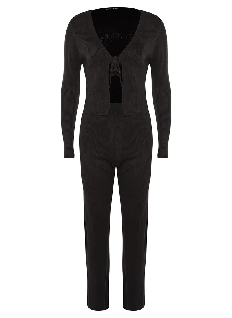 trendyol Tie Detail Crop Top & Pants Set