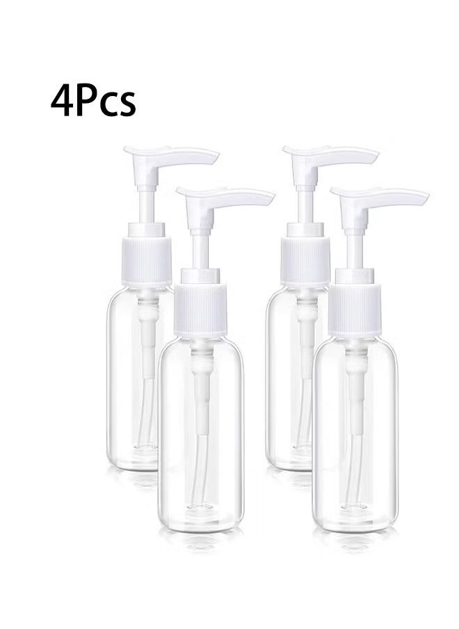Generic 4 Pieces Transparent Travel Bottles Pump Bottle Lotion Dispenser Bottle Plastic Foamer Bottle Clear Pump Dispenser Mini Travel Pump Bottle for Cleaning Cosmetics Packaging Shampoo (White 50 ml)  - Image 1