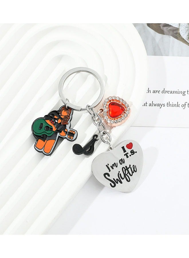 سويفت تايلور سويفت مستوحاة من سلسلة المفاتيح ، سويفت مجموعة مجوهرات عشاق الموسيقى مروحة هدية ، المغني مستوحاة من سلسلة المفاتيح عشاق الموسيقى ايراس جولة هدية - Image 4