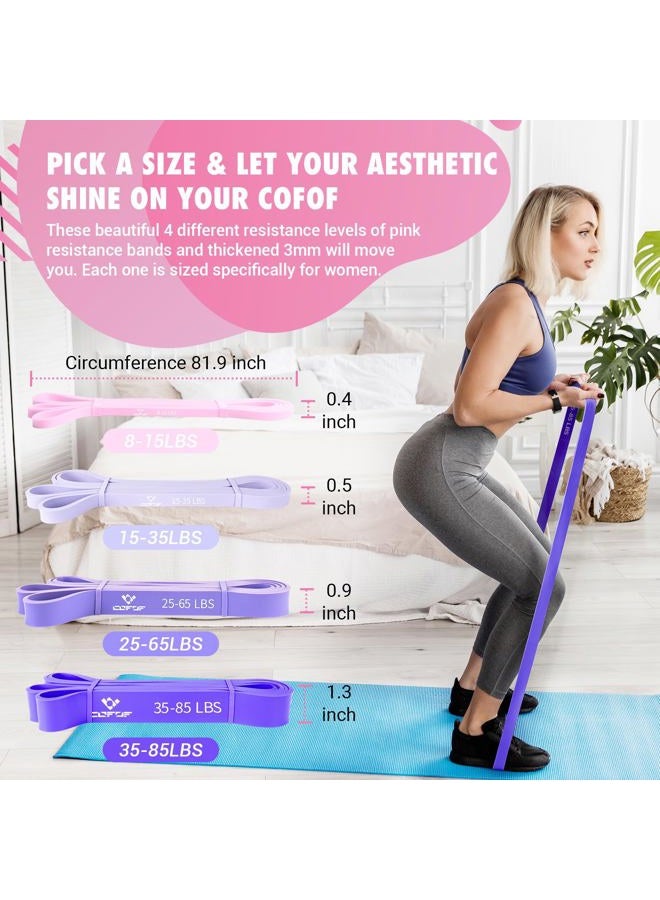 COFOF Pull Up Resistance Bands for Women, Thicken Dark Purple Pull Up Assistance Exercise Bands with Training Poster, Resistance Bands for Working Out, Stretching, Powerlifting and Physical Therapy - Image 4