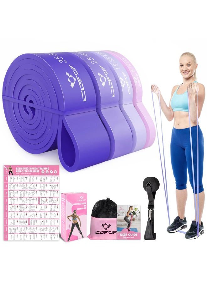 COFOF Pull Up Resistance Bands for Women, Thicken Dark Purple Pull Up Assistance Exercise Bands with Training Poster, Resistance Bands for Working Out, Stretching, Powerlifting and Physical Therapy - Image 1