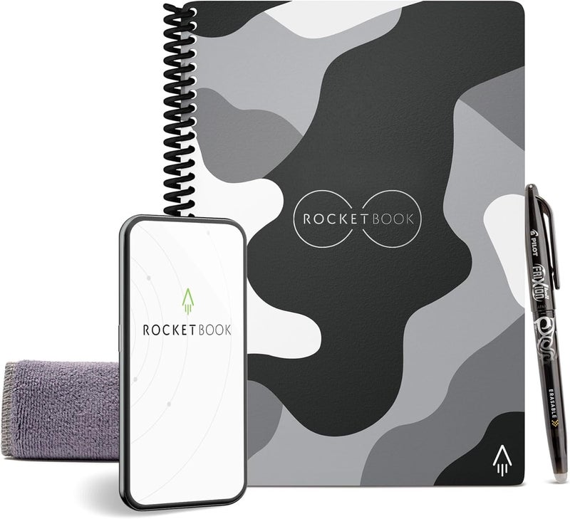 Rocketbook Core Reusable Spiral Notebook, Executive Size 6x8.8, Camo - Lined Pages, App-Connected, Erasable, Durable Cover, Ideal for School, Work, and Creative Projects - Image 1