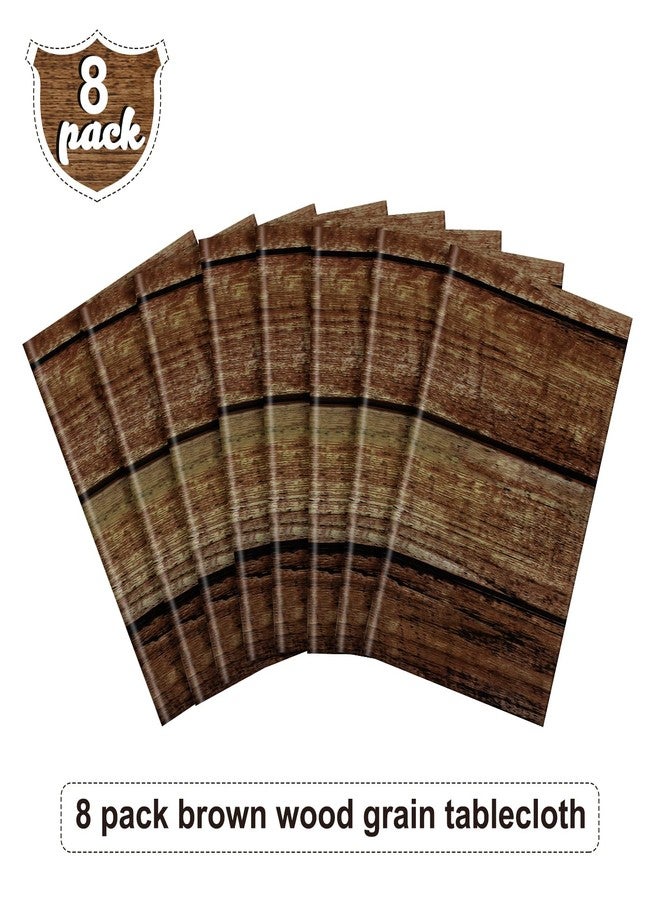 Irenare 8 Pcs Brown Wood Grain Tablecloths Rustic Plastic Table Covers for Rectangle Table, Vintage Farmhouse Tablecloth Decorations for Western Barn Birthday Wedding (54 x 108 Inches) - Image 4