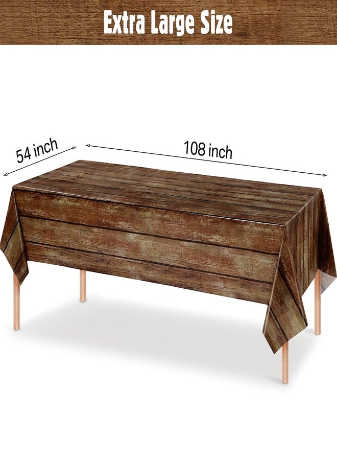 Irenare 8 Pcs Brown Wood Grain Tablecloths Rustic Plastic Table Covers for Rectangle Table, Vintage Farmhouse Tablecloth Decorations for Western Barn Birthday Wedding (54 x 108 Inches) - Image 2