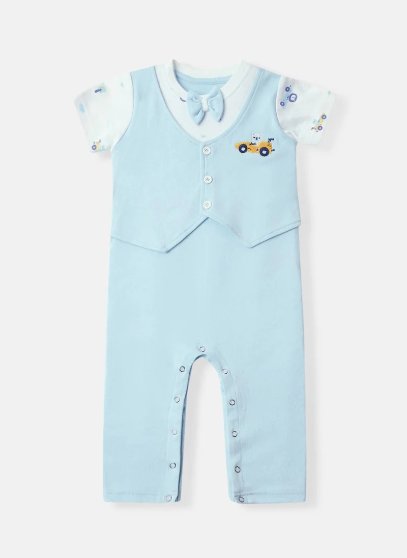Nautinati Nautinati's Infants' Cotton Interlock Printed Bodysuit With Attached Waistcoat