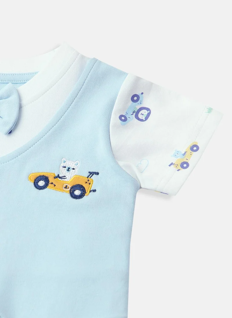 Nautinati Nautinati's Infants' Cotton Interlock Printed Bodysuit With Attached Waistcoat