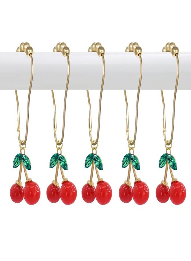 JTDTH Shower Curtain Hooks,12PCS Cherry Curtain Hook Ring,Rustproof Shower Curtain Hanger Clips, Decorative Shower Hook Rings for Shower Curtain Rod,Elegant and Durable Design for Stylish Bathroom Decor - Image 1