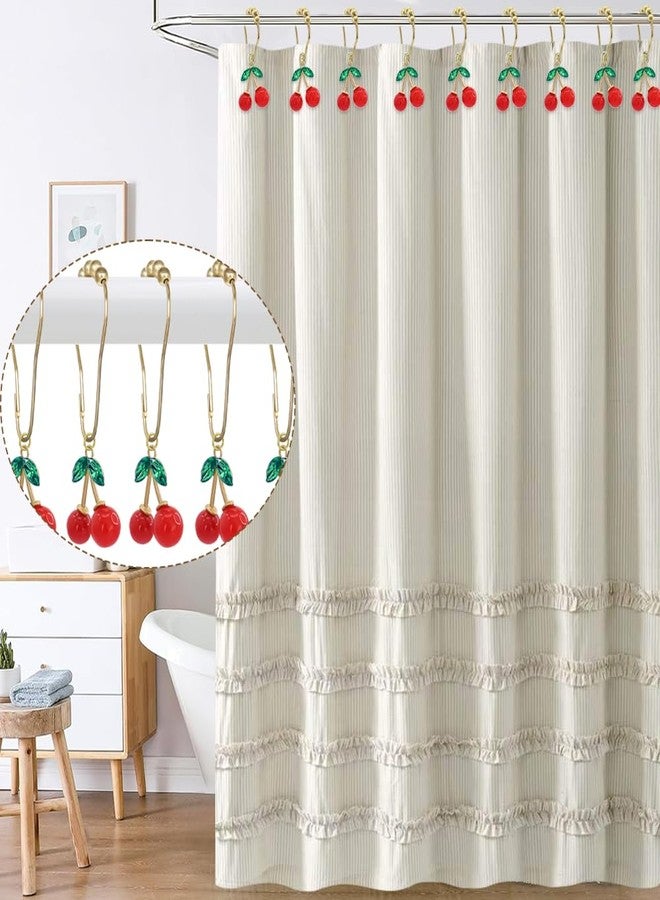 JTDTH Shower Curtain Hooks,12PCS Cherry Curtain Hook Ring,Rustproof Shower Curtain Hanger Clips, Decorative Shower Hook Rings for Shower Curtain Rod,Elegant and Durable Design for Stylish Bathroom Decor - Image 2