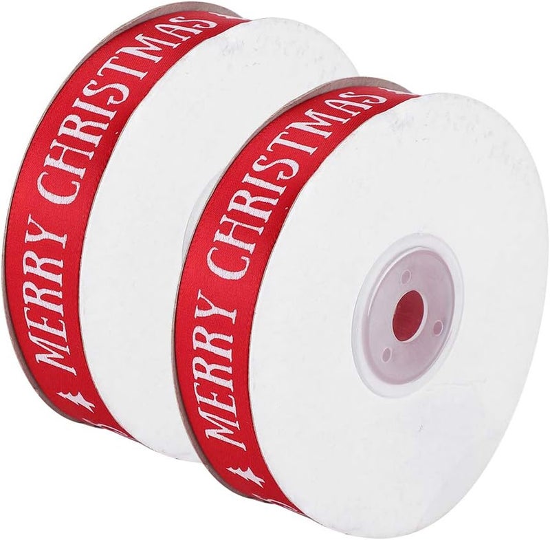 2 Roll Satin Ribbon Polyester Christmas Style Gift Wrapping Ribbon, 2cm Wide Decorative Webbing for Holiday Gifts, Tree Ornaments, DIY Crafts and Party Decorations - Image 2