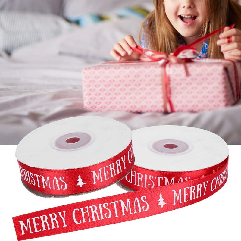 2 Roll Satin Ribbon Polyester Christmas Style Gift Wrapping Ribbon, 2cm Wide Decorative Webbing for Holiday Gifts, Tree Ornaments, DIY Crafts and Party Decorations - Image 3