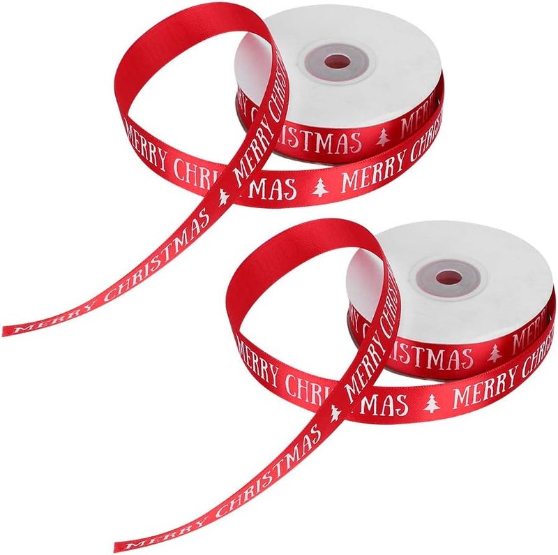 2 Roll Satin Ribbon Polyester Christmas Style Gift Wrapping Ribbon, 2cm Wide Decorative Webbing for Holiday Gifts, Tree Ornaments, DIY Crafts and Party Decorations - Image 4