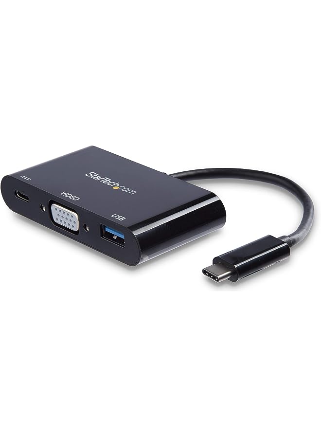 StarTech Usb-C Vga Multiport Adapter - Usb-A Port - With Power Delivery (Usb Pd) - Usb C Adapter Converter - Usb C Dongle (Cdp2Vgauacp) - Image 1