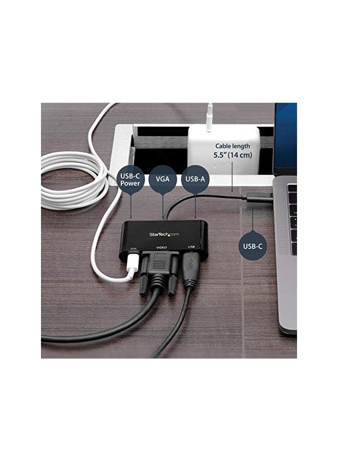 StarTech Usb-C Vga Multiport Adapter - Usb-A Port - With Power Delivery (Usb Pd) - Usb C Adapter Converter - Usb C Dongle (Cdp2Vgauacp) - Image 2