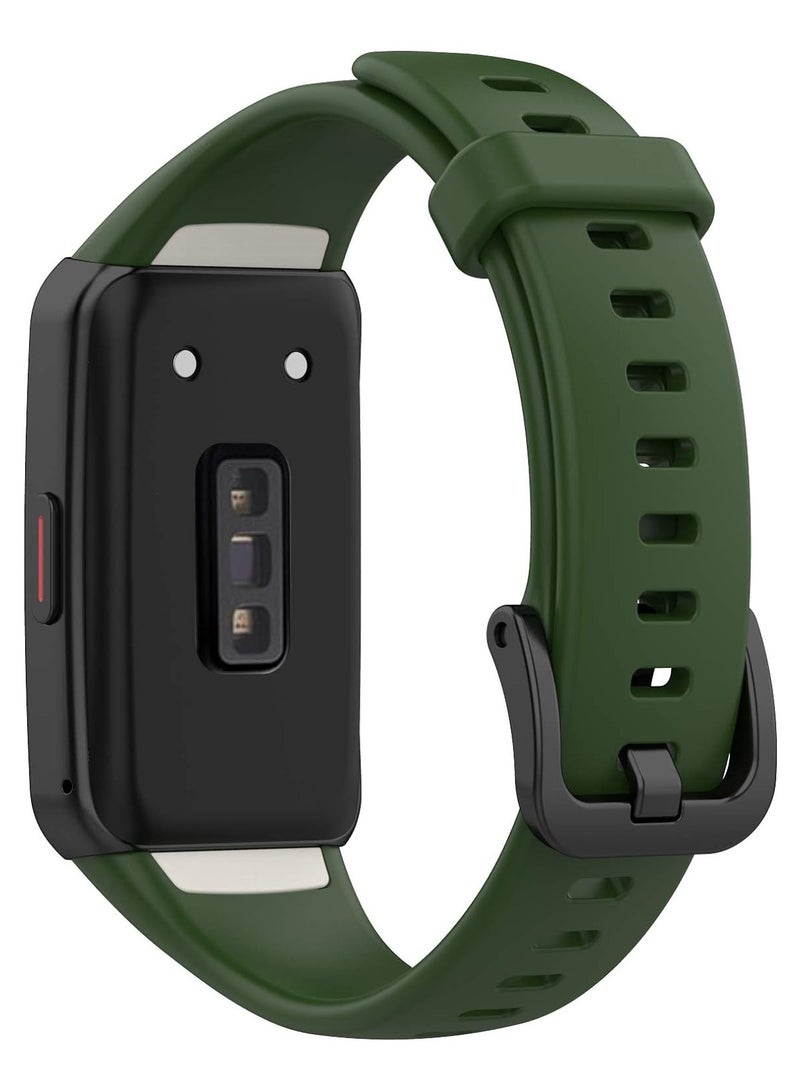 ten.tech Huawei Band 6 Smart Watch Soft Silicone Sport Band Breathable Band for Honor Band 6 by Tentech – Dark green - Image 2