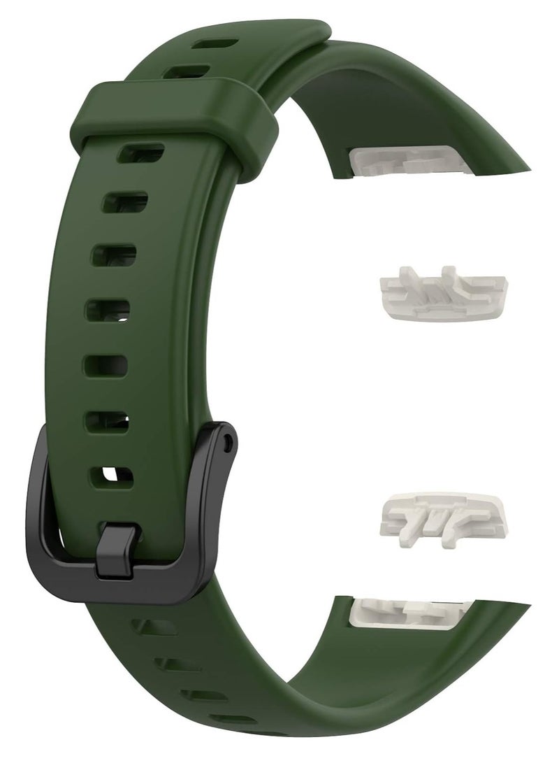 ten.tech Huawei Band 6 Smart Watch Soft Silicone Sport Band Breathable Band for Honor Band 6 by Tentech – Dark green - Image 3