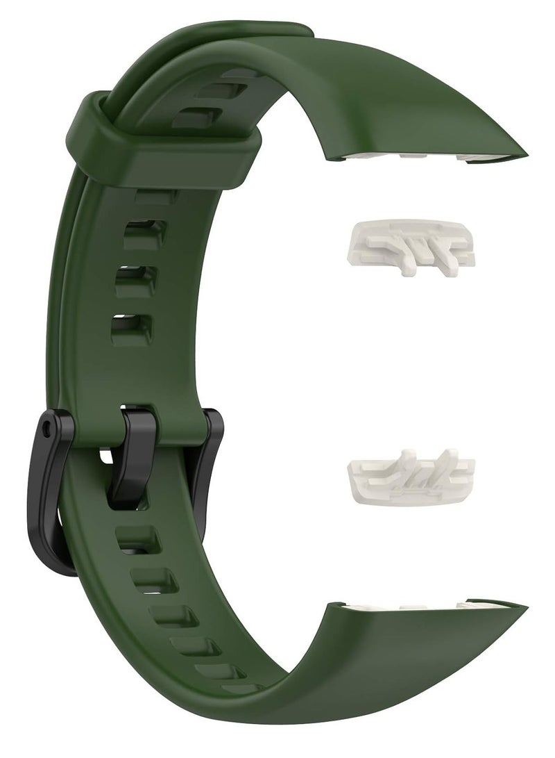ten.tech Huawei Band 6 Smart Watch Soft Silicone Sport Band Breathable Band for Honor Band 6 by Tentech – Dark green - Image 4