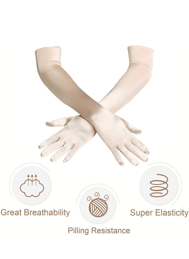 1920s Prom Theme Party Costume Accessory Set, Ladies Baffle Feather Hairband Headband Pearl Necklace Gloves Plastic Holder - Image 3
