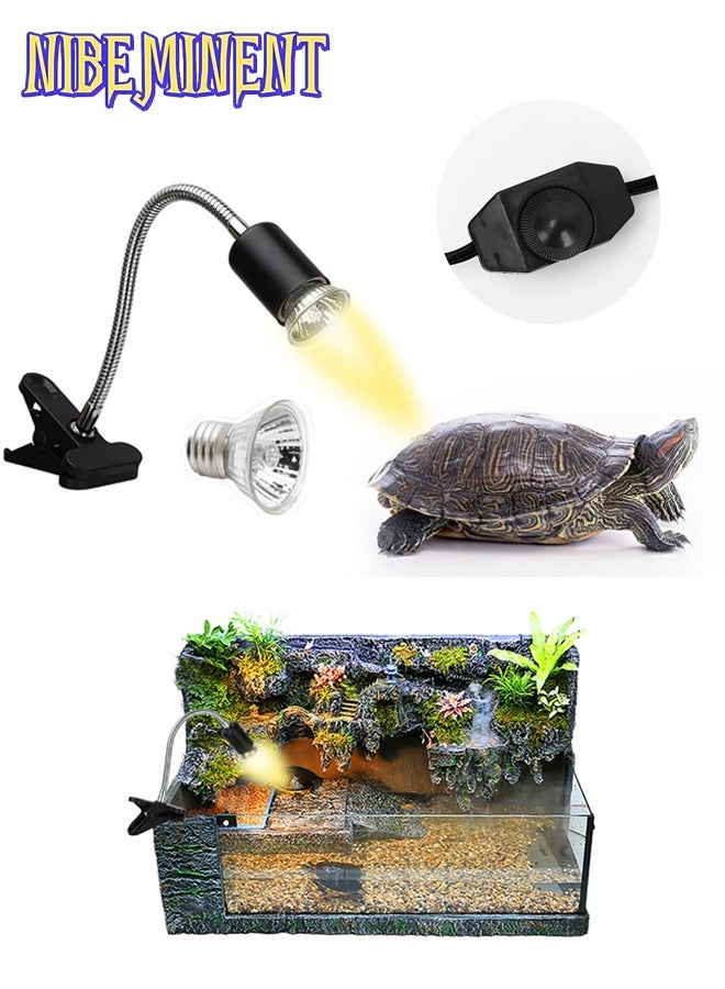 NIBEMINENT 50W Clamp-on Reptile Heat Bulb, 360° Adjustable Aquarium Heating Light, E27 Clamp-on Pet Heating Emitter for Reptiles/Amphibians/Lizards/Turtle/Snakes - Image 1