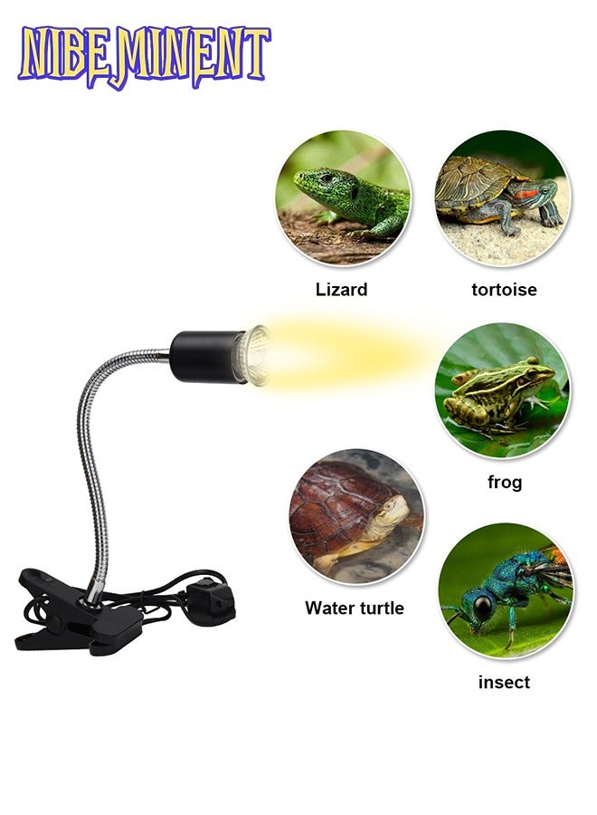 NIBEMINENT 50W Clamp-on Reptile Heat Bulb, 360° Adjustable Aquarium Heating Light, E27 Clamp-on Pet Heating Emitter for Reptiles/Amphibians/Lizards/Turtle/Snakes - Image 3