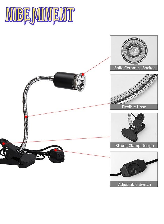 NIBEMINENT 50W Clamp-on Reptile Heat Bulb, 360° Adjustable Aquarium Heating Light, E27 Clamp-on Pet Heating Emitter for Reptiles/Amphibians/Lizards/Turtle/Snakes - Image 5