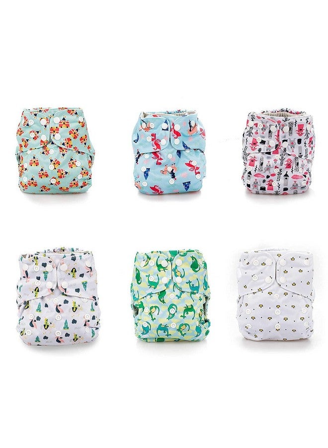 Simple Being Reusable Cloth Diapers, Double Gusset, One Size Adjustable, Washable Soft Absorbent, Waterproof Cover, Eco-Friendly Unisex Baby Girl Boy, six 4-Layers Microfiber Inserts (Knights Dragons) - Image 2