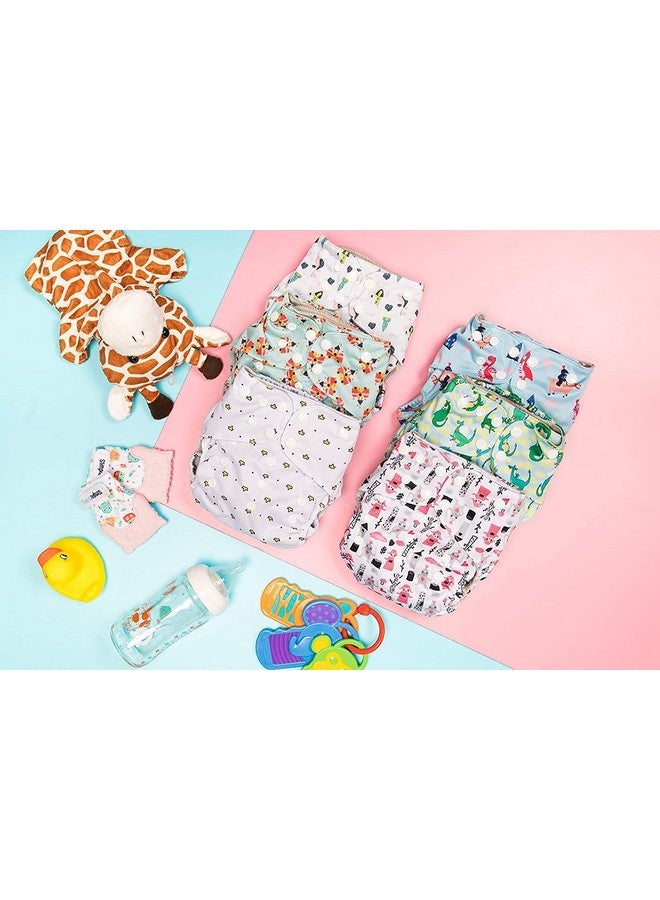 Simple Being Reusable Cloth Diapers, Double Gusset, One Size Adjustable, Washable Soft Absorbent, Waterproof Cover, Eco-Friendly Unisex Baby Girl Boy, six 4-Layers Microfiber Inserts (Knights Dragons) - Image 3