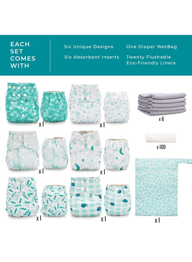 Simple Being Reusable Cloth Diapers, Double Gusset, One Size Adjustable, Washable Soft Absorbent, Waterproof Cover, Eco-Friendly Unisex Baby Girl Boy, six 4-Layers Microfiber Inserts (Knights Dragons) - Image 5