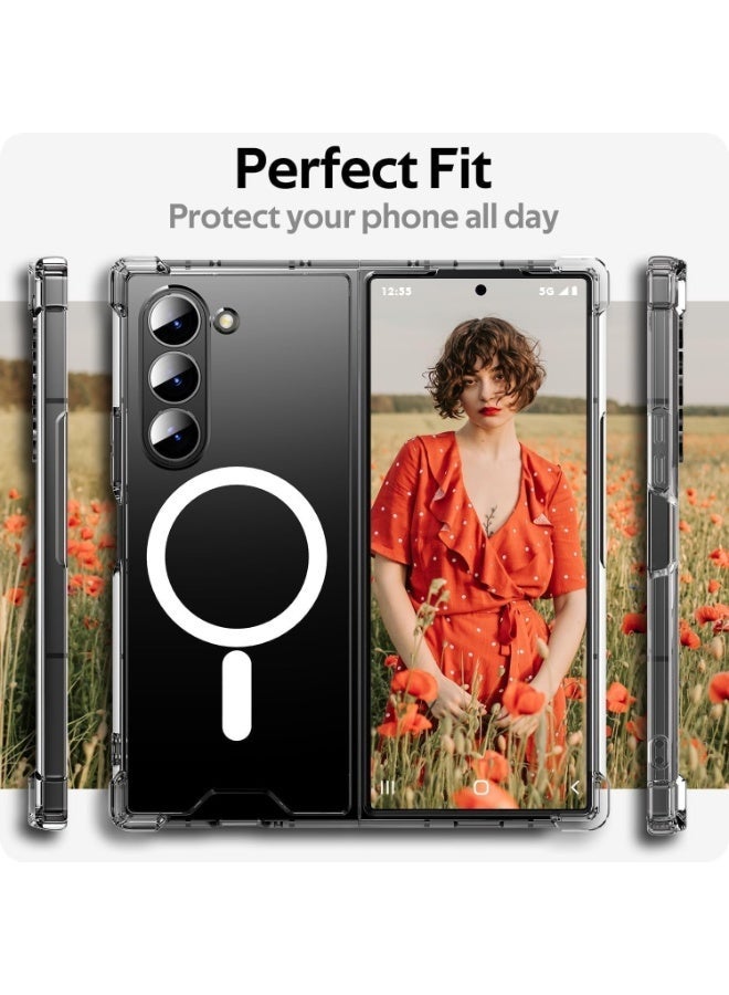 ten.tech Magnetic Clear Case for Samsung Galaxy Z Fold 3, Compatible with MagSafe Card Wallet and Wireless Charger, Transparent Shockproof and Drop-Proof Hard PC Phone Cover - Image 4