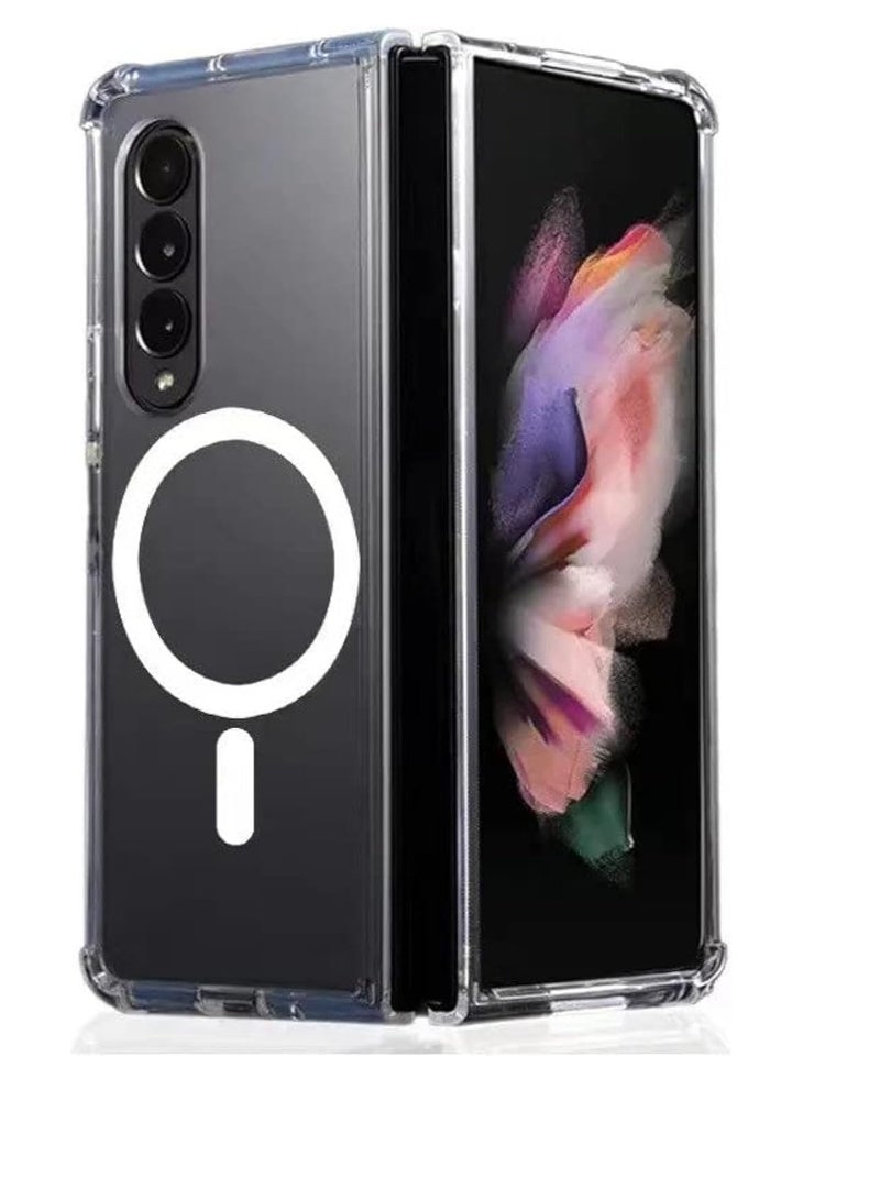 ten.tech Magnetic Clear Case for Samsung Galaxy Z Fold 3, Compatible with MagSafe Card Wallet and Wireless Charger, Transparent Shockproof and Drop-Proof Hard PC Phone Cover - Image 1