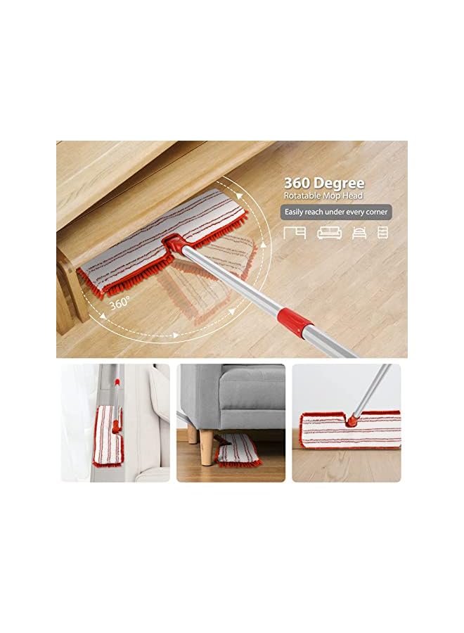PROMASS Flat Mops, Microfibre Flat Mop with 4 Double-Sided Pads & 127cm Handle for Cleaning Laminate Hardwood Tile Floors - Send Cleaning Scraper - Image 5