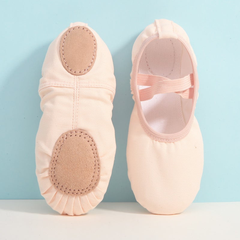 Generic Kids No-Tie Ballet Slipper Soft Sole Dance Shoes Lace-Up Free Flesh
